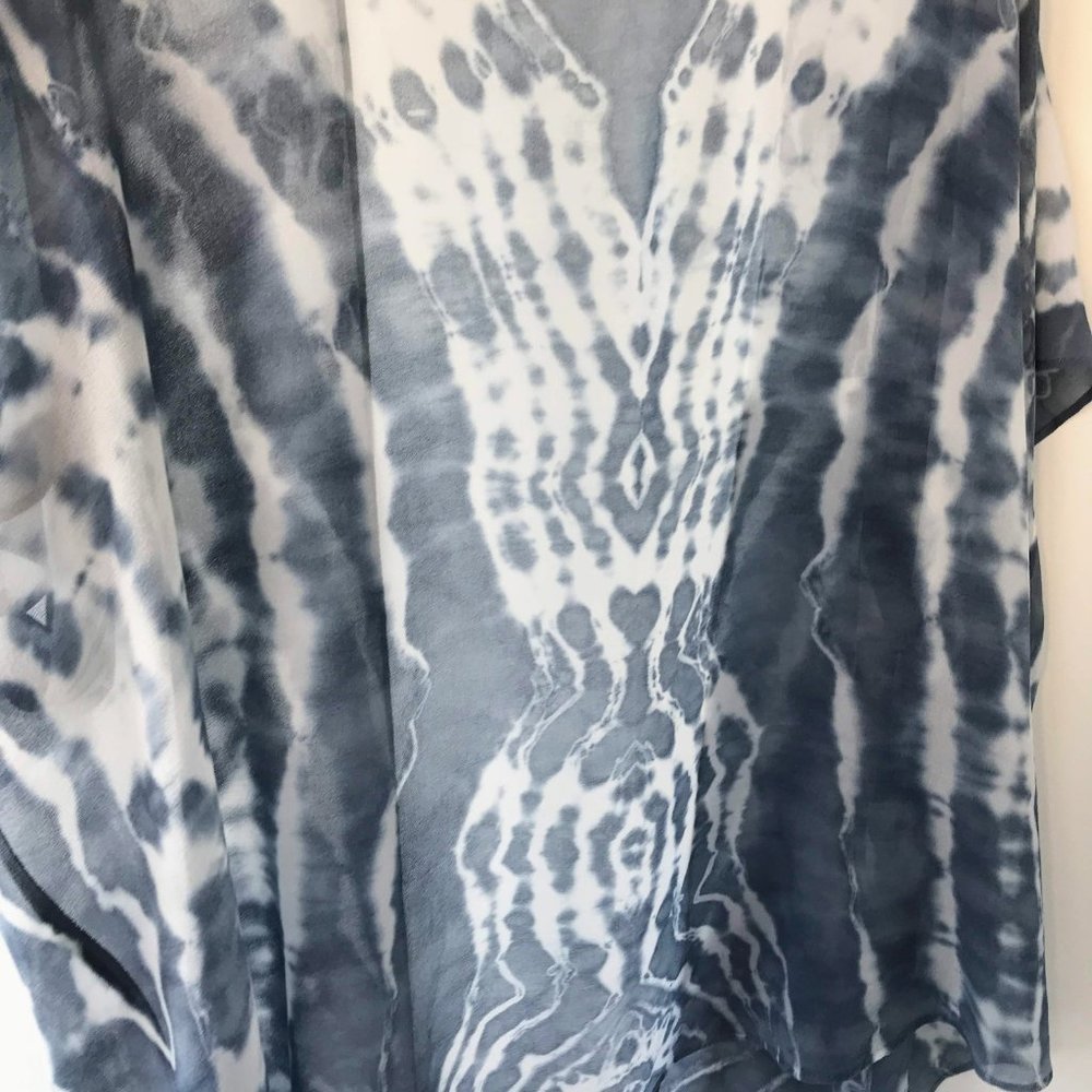100% Silk Artist Made Shibori Dyed Open Front Women's Jacket / Cape - Picture 6 of 6